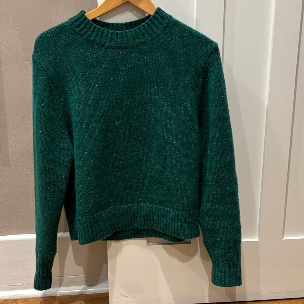 Like New MM LaFleur Maura Easy Sweater in Confetti Wool, verdant green, Small